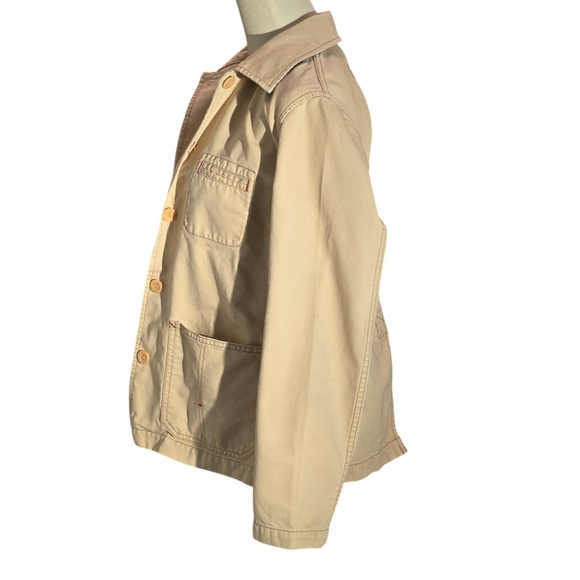 Eddie Bauer Women's M Beige Tan 100% Baumwolle (Cotton) Field Jacket Button Up - Picture 4 of 16